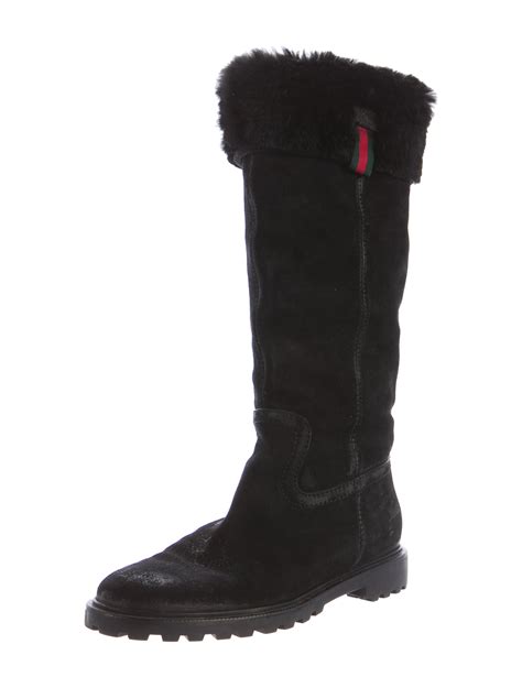 gucci fur lined boots|thigh high Gucci boots.